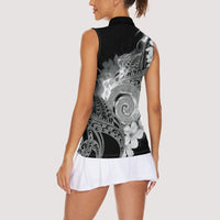 Piko Hawaiian Women Sleeveless Polo Shirt Monochrome Galaxy Spiral Plumeria Tribal Patterns DT05 - Polynesian Pride