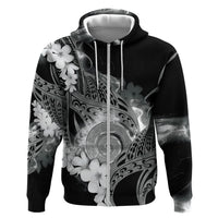 Piko Hawaiian Zip Hoodie Monochrome Galaxy Spiral Plumeria Tribal Patterns DT05 Zip Hoodie Black - Polynesian Pride
