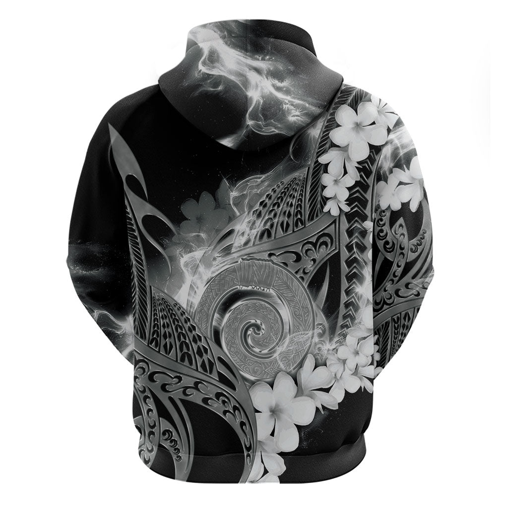 Piko Hawaiian Zip Hoodie Monochrome Galaxy Spiral Plumeria Tribal Patterns DT05 - Polynesian Pride
