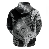 Piko Hawaiian Zip Hoodie Monochrome Galaxy Spiral Plumeria Tribal Patterns DT05 - Polynesian Pride