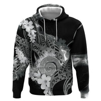 Piko Hawaiian Zip Hoodie Monochrome Galaxy Spiral Plumeria Tribal Patterns DT05 Pullover Hoodie Black - Polynesian Pride
