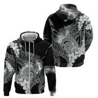 Piko Hawaiian Zip Hoodie Monochrome Galaxy Spiral Plumeria Tribal Patterns DT05 - Polynesian Pride