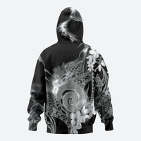 Piko Hawaiian Zip Hoodie Monochrome Galaxy Spiral Plumeria Tribal Patterns DT05 - Polynesian Pride