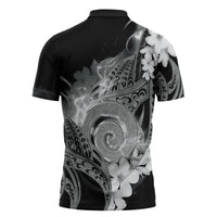 Piko Hawaiian Zipper Polo Shirt Monochrome Galaxy Spiral Plumeria Tribal Patterns DT05 - Polynesian Pride
