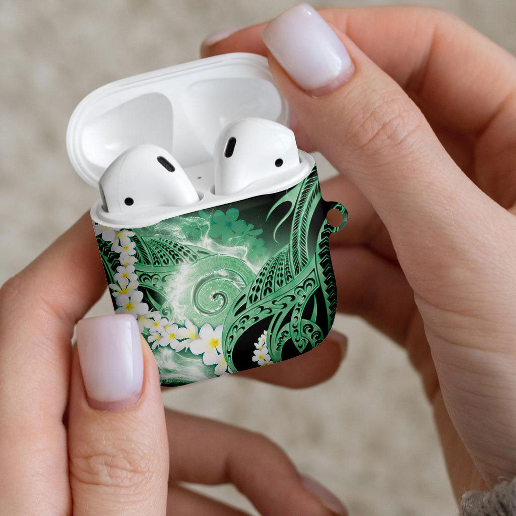 Piko Hawaiian AirPods Case Green Galaxy Spiral Plumeria Tribal Patterns DT05 - Polynesian Pride