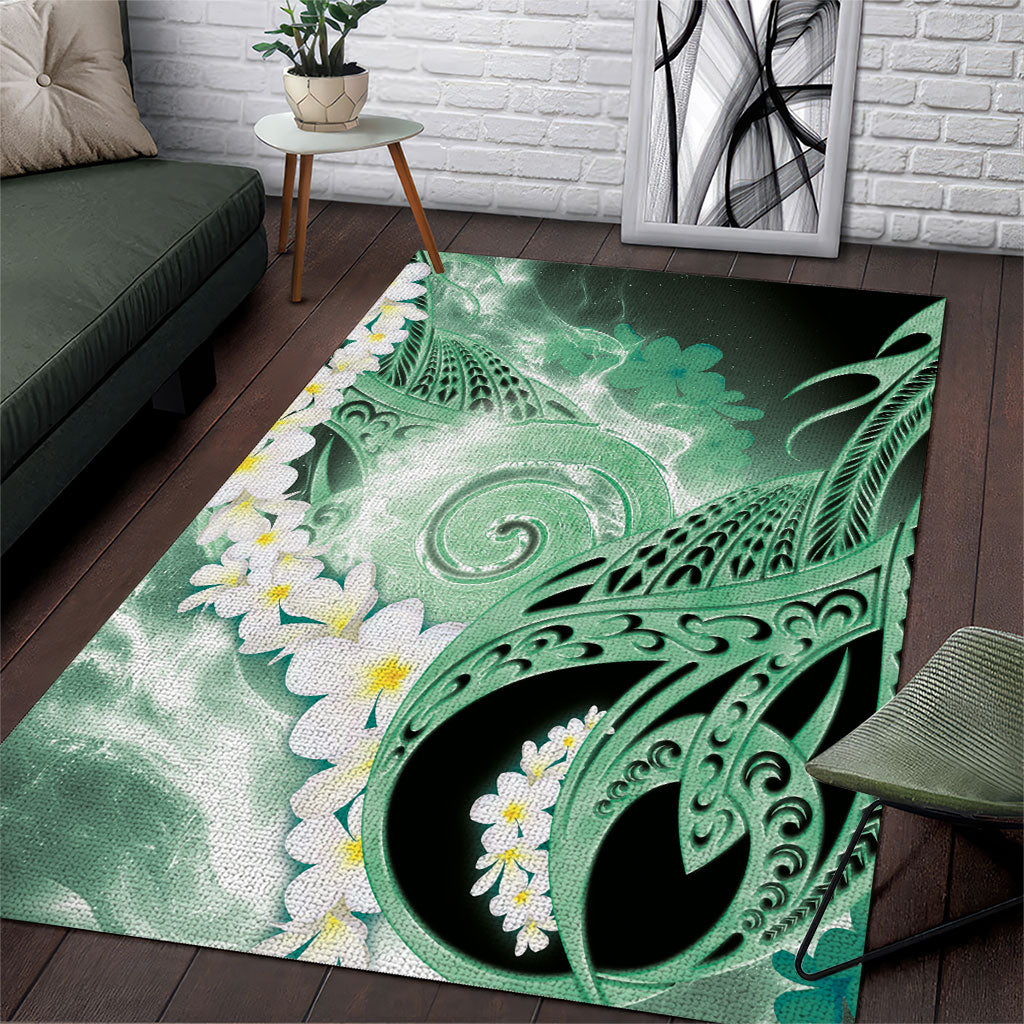 Piko Hawaiian Area Rug Green Galaxy Spiral Plumeria Tribal Patterns DT05 Green - Polynesian Pride