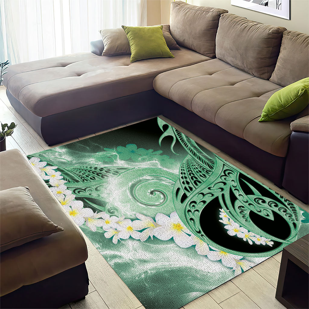 Piko Hawaiian Area Rug Green Galaxy Spiral Plumeria Tribal Patterns DT05 - Polynesian Pride