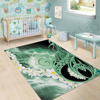 Piko Hawaiian Area Rug Green Galaxy Spiral Plumeria Tribal Patterns DT05 - Polynesian Pride