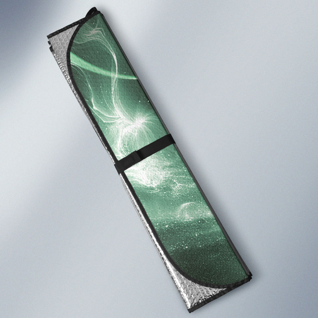 Piko Hawaiian Auto Sun Shade Green Galaxy Spiral Plumeria Tribal Patterns DT05 - Polynesian Pride