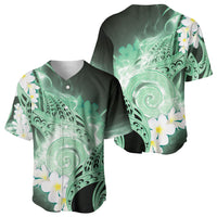 Piko Hawaiian Baseball Jersey Green Galaxy Spiral Plumeria Tribal Patterns DT05 - Polynesian Pride