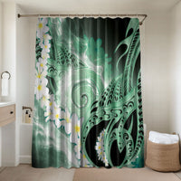 Piko Hawaiian Bathroom Set Green Galaxy Spiral Plumeria Tribal Patterns DT05 Shower Curtain Only Green - Polynesian Pride