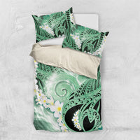 Piko Hawaiian Bedding Set Green Galaxy Spiral Plumeria Tribal Patterns DT05 US Twin 172cm x 218cm Green - Polynesian Pride