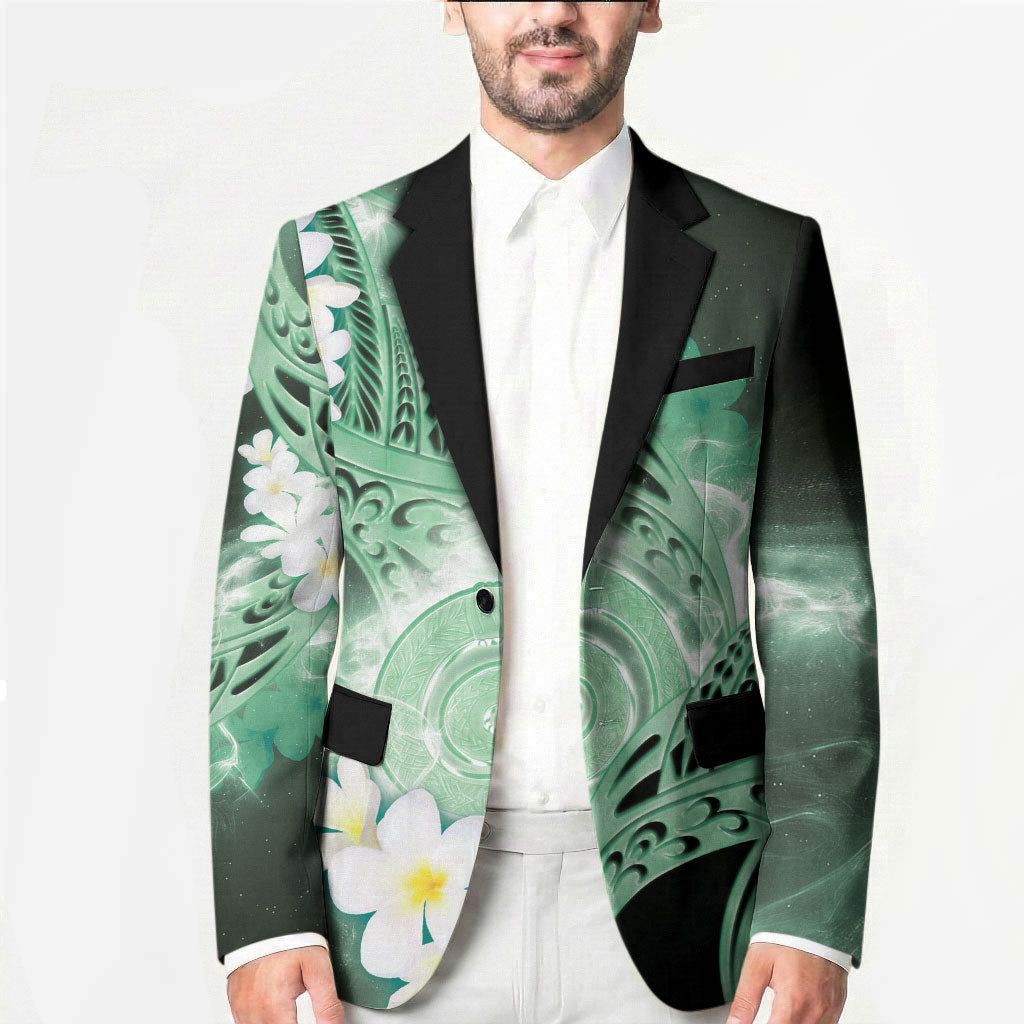 Piko Hawaiian Blazer Green Galaxy Spiral Plumeria Tribal Patterns DT05 - Polynesian Pride