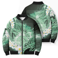 Piko Hawaiian Bomber Puffer Jacket Green Galaxy Spiral Plumeria Tribal Patterns DT05 - Polynesian Pride