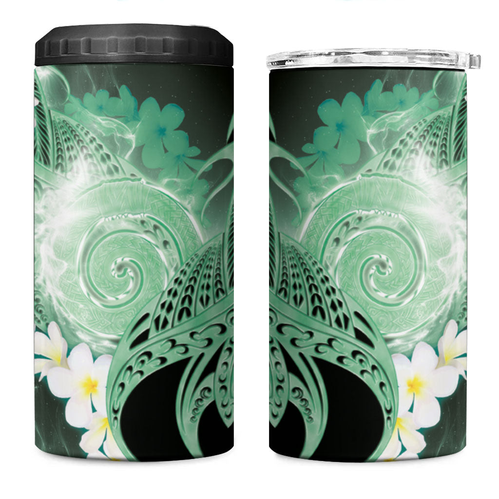 Piko Hawaiian 4 in 1 Can Cooler Tumbler Green Galaxy Spiral Plumeria Tribal Patterns DT05 One Size: 16 oz Green - Polynesian Pride