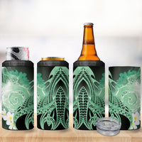 Piko Hawaiian 4 in 1 Can Cooler Tumbler Green Galaxy Spiral Plumeria Tribal Patterns DT05 - Polynesian Pride