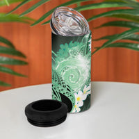 Piko Hawaiian 4 in 1 Can Cooler Tumbler Green Galaxy Spiral Plumeria Tribal Patterns DT05 - Polynesian Pride