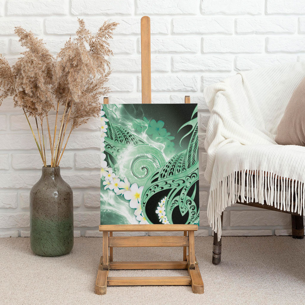Piko Hawaiian Canvas Wall Art Green Galaxy Spiral Plumeria Tribal Patterns DT05 - Polynesian Pride