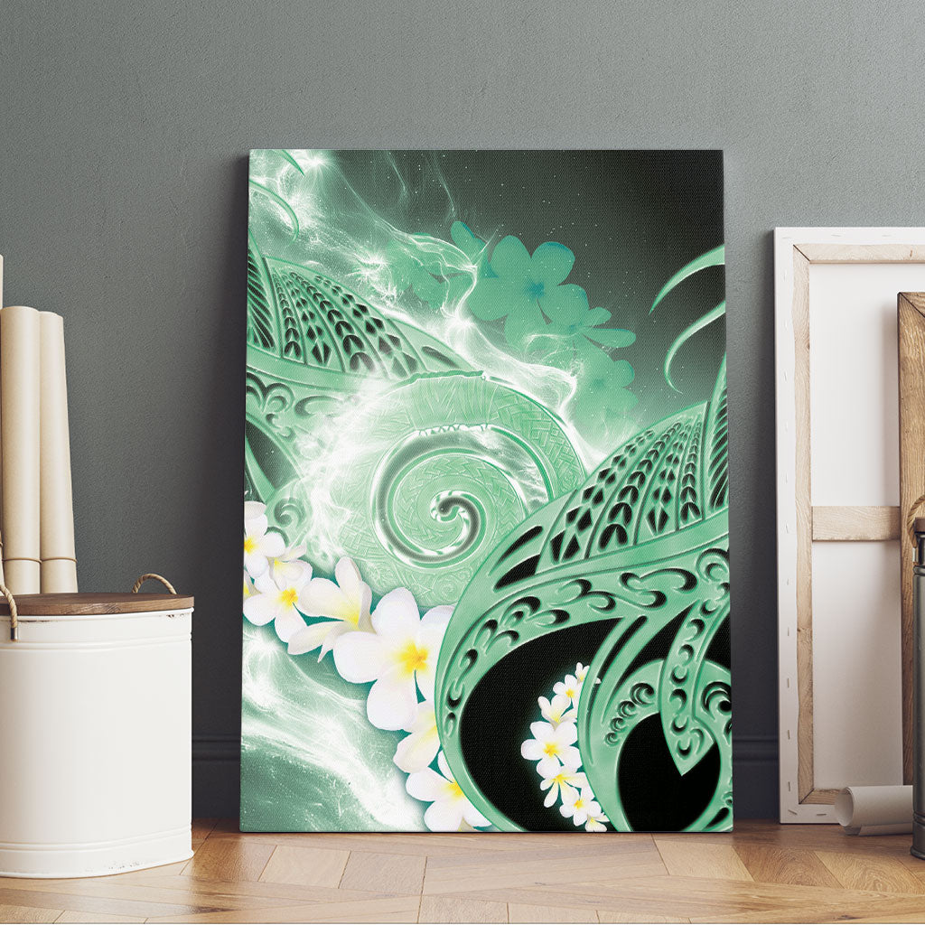Piko Hawaiian Canvas Wall Art Green Galaxy Spiral Plumeria Tribal Patterns DT05 - Polynesian Pride