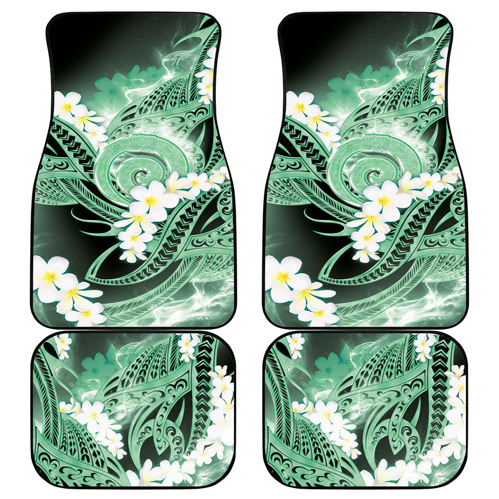 Piko Hawaiian Car Mats Green Galaxy Spiral Plumeria Tribal Patterns DT05 - Polynesian Pride