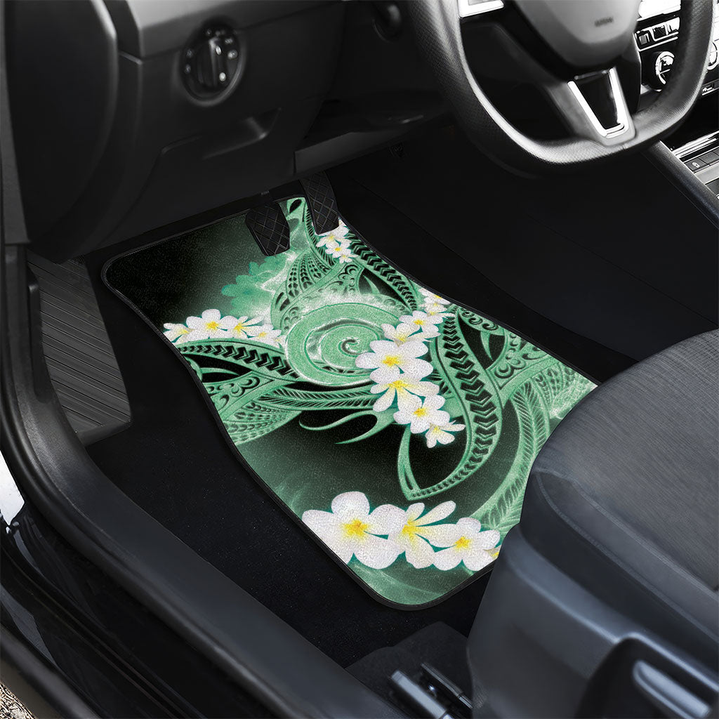 Piko Hawaiian Car Mats Green Galaxy Spiral Plumeria Tribal Patterns DT05 - Polynesian Pride
