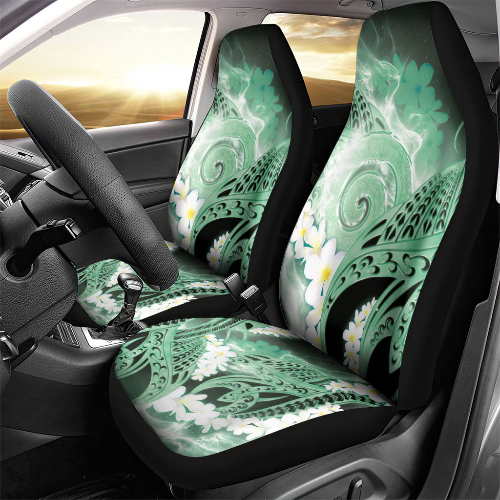 Piko Hawaiian Car Seat Cover Green Galaxy Spiral Plumeria Tribal Patterns DT05 - Polynesian Pride
