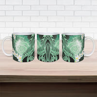Piko Hawaiian Ceramic Mug Green Galaxy Spiral Plumeria Tribal Patterns DT05 - Polynesian Pride