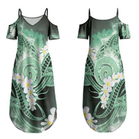 Piko Hawaiian Couples Matching Summer Maxi Dress and Hawaiian Shirt Green Galaxy Spiral Plumeria Tribal Patterns DT05 - Polynesian Pride
