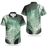 Piko Hawaiian Couples Matching Tank Maxi Dress and Hawaiian Shirt Green Galaxy Spiral Plumeria Tribal Patterns DT05 - Polynesian Pride