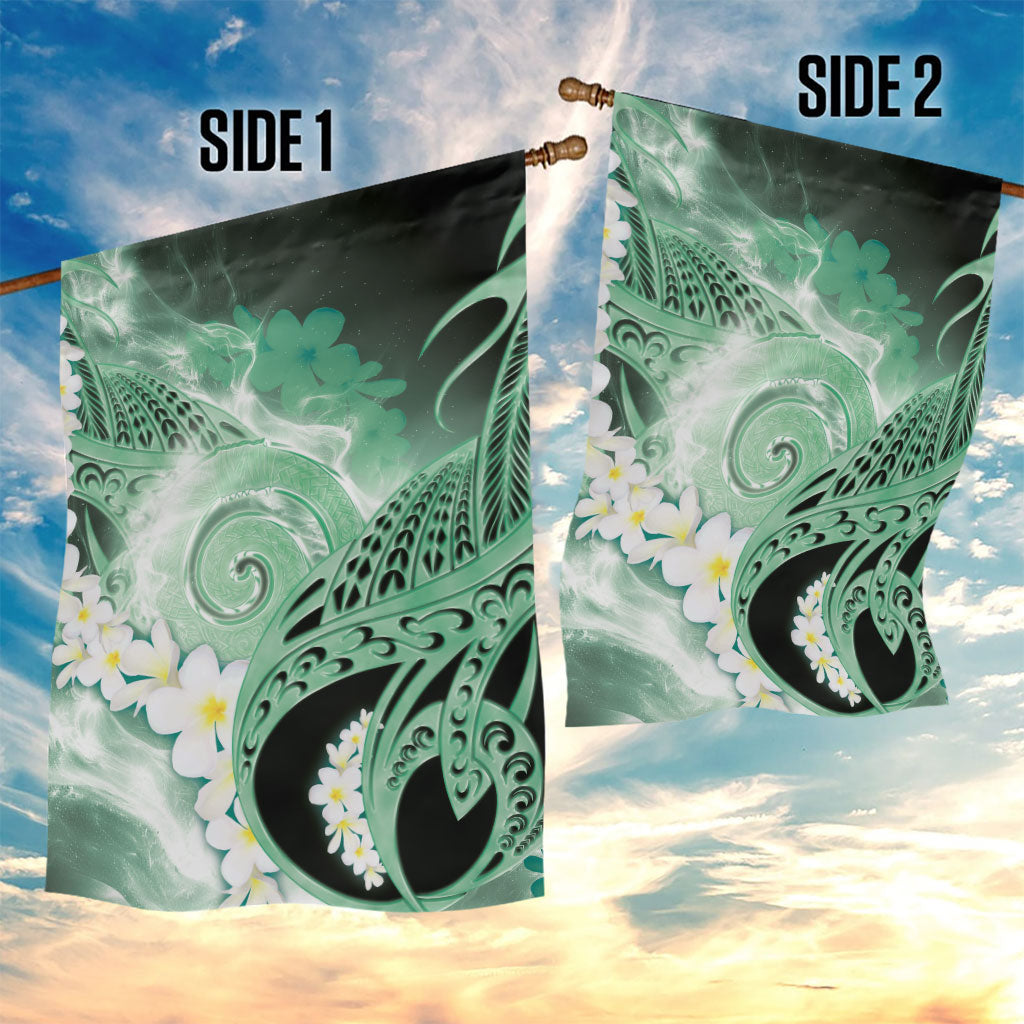 Piko Hawaiian Garden Flag Green Galaxy Spiral Plumeria Tribal Patterns DT05 - Polynesian Pride