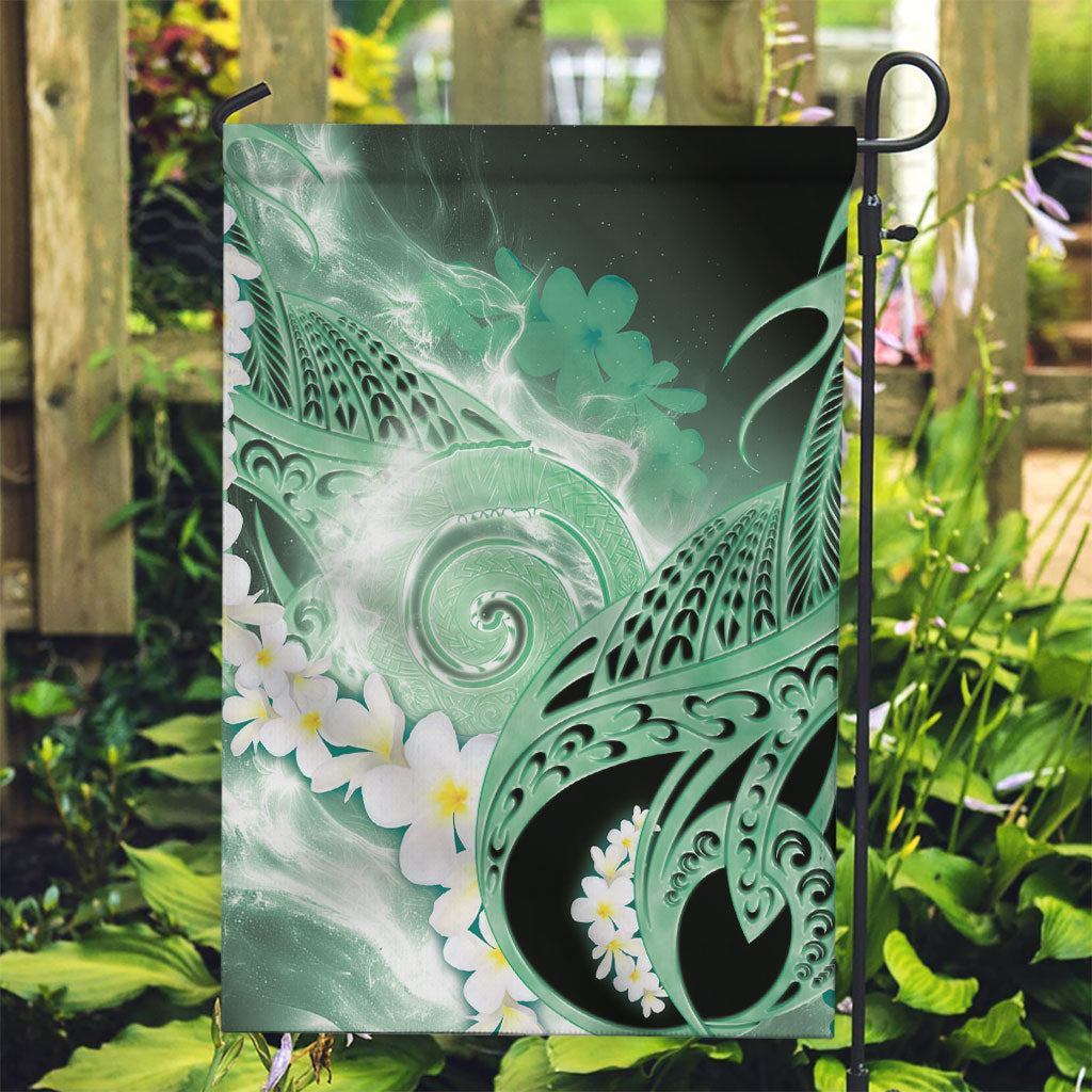 Piko Hawaiian Garden Flag Green Galaxy Spiral Plumeria Tribal Patterns DT05 Garden Flag Green - Polynesian Pride