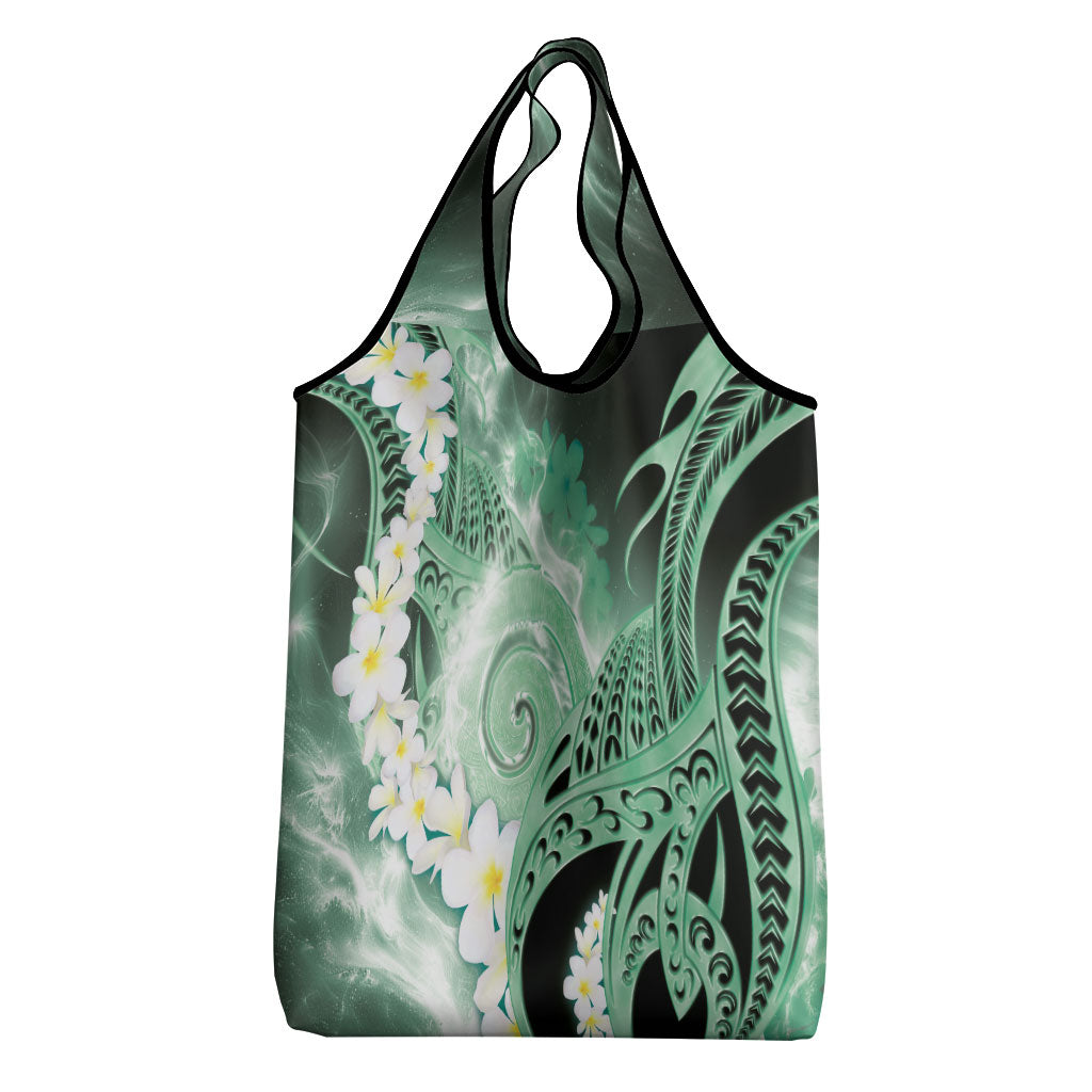 Piko Hawaiian Grocery Bag Green Galaxy Spiral Plumeria Tribal Patterns DT05 - Polynesian Pride