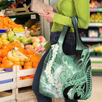 Piko Hawaiian Grocery Bag Green Galaxy Spiral Plumeria Tribal Patterns DT05 - Polynesian Pride
