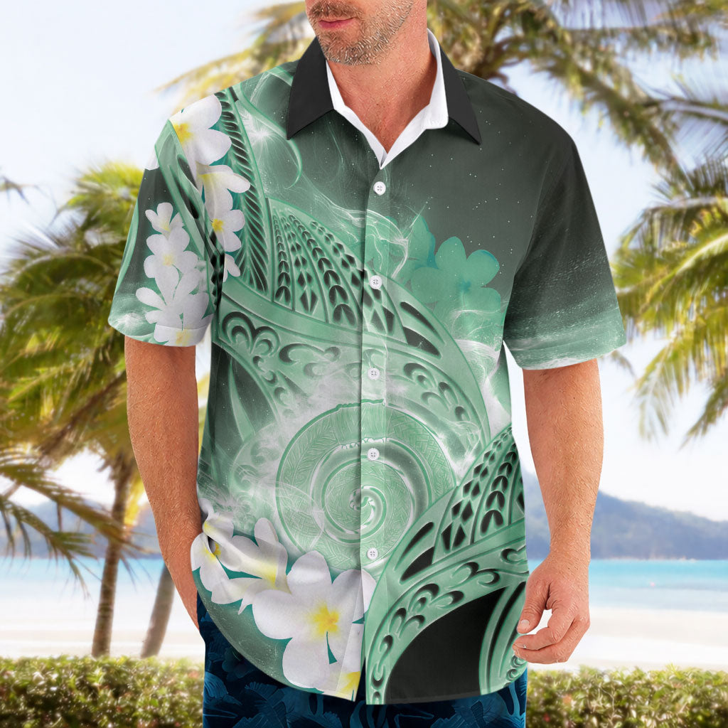 Piko Hawaiian Hawaiian Shirt Green Galaxy Spiral Plumeria Tribal Patterns DT05 - Polynesian Pride