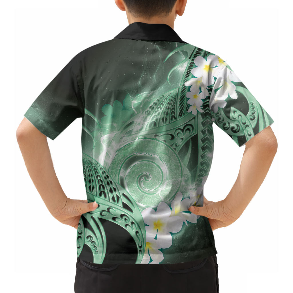 Piko Hawaiian Hawaiian Shirt Green Galaxy Spiral Plumeria Tribal Patterns DT05 - Polynesian Pride