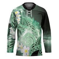 Piko Hawaiian Hockey Jersey Green Galaxy Spiral Plumeria Tribal Patterns DT05 Unisex Green - Polynesian Pride