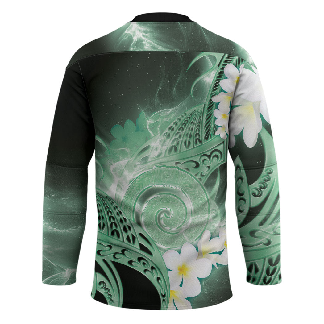 Piko Hawaiian Hockey Jersey Green Galaxy Spiral Plumeria Tribal Patterns DT05 - Polynesian Pride