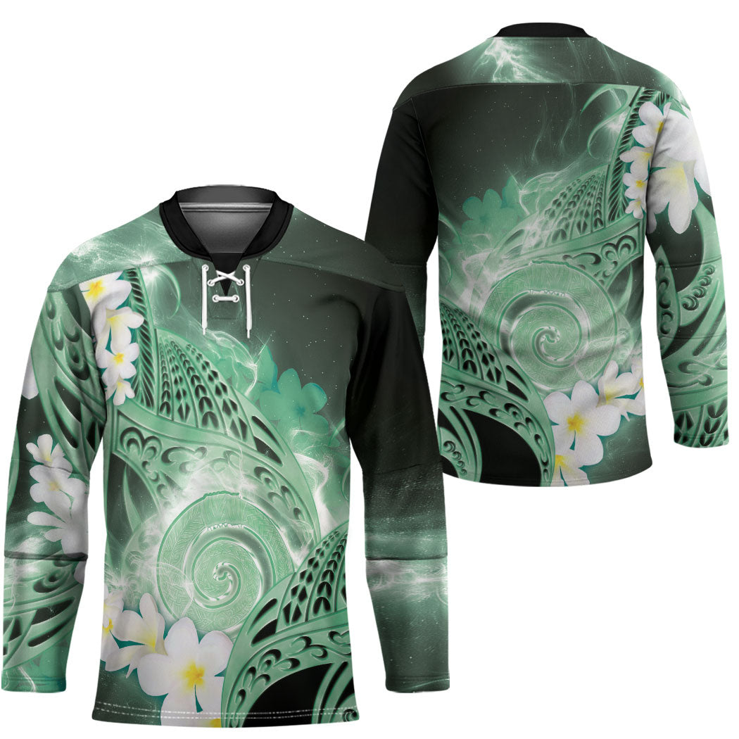 Piko Hawaiian Hockey Jersey Green Galaxy Spiral Plumeria Tribal Patterns DT05 - Polynesian Pride
