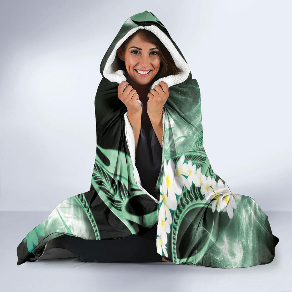 Piko Hawaiian Hooded Blanket Green Galaxy Spiral Plumeria Tribal Patterns DT05 - Polynesian Pride