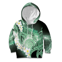 Piko Hawaiian Kid Hoodie Green Galaxy Spiral Plumeria Tribal Patterns DT05 Hoodie Green - Polynesian Pride