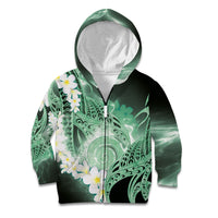 Piko Hawaiian Kid Hoodie Green Galaxy Spiral Plumeria Tribal Patterns DT05 Zip Hoodie Green - Polynesian Pride