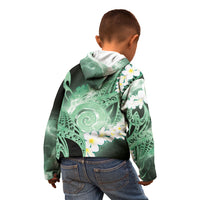 Piko Hawaiian Kid Hoodie Green Galaxy Spiral Plumeria Tribal Patterns DT05 - Polynesian Pride