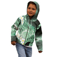 Piko Hawaiian Kid Hoodie Green Galaxy Spiral Plumeria Tribal Patterns DT05 - Polynesian Pride