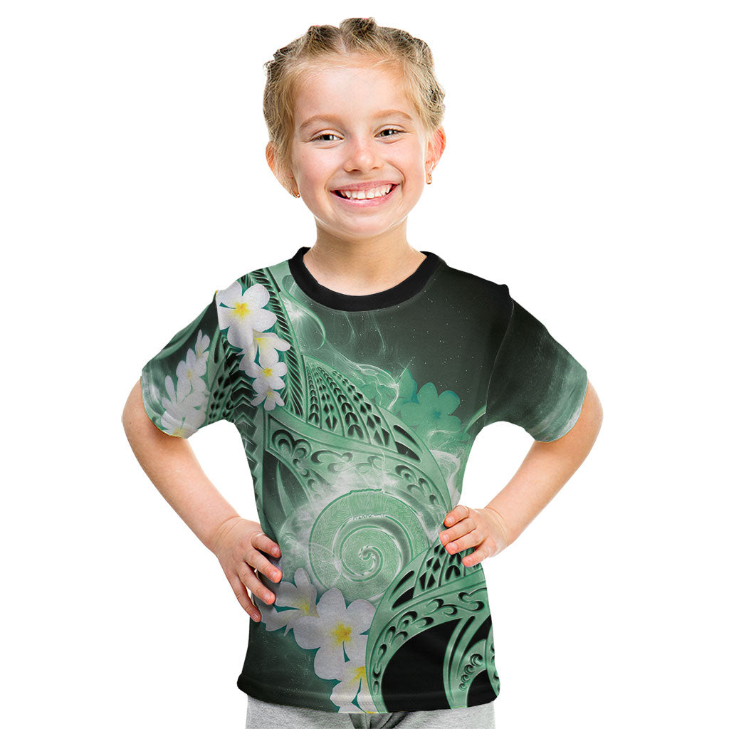 Piko Hawaiian Kid T Shirt Green Galaxy Spiral Plumeria Tribal Patterns DT05 Green - Polynesian Pride