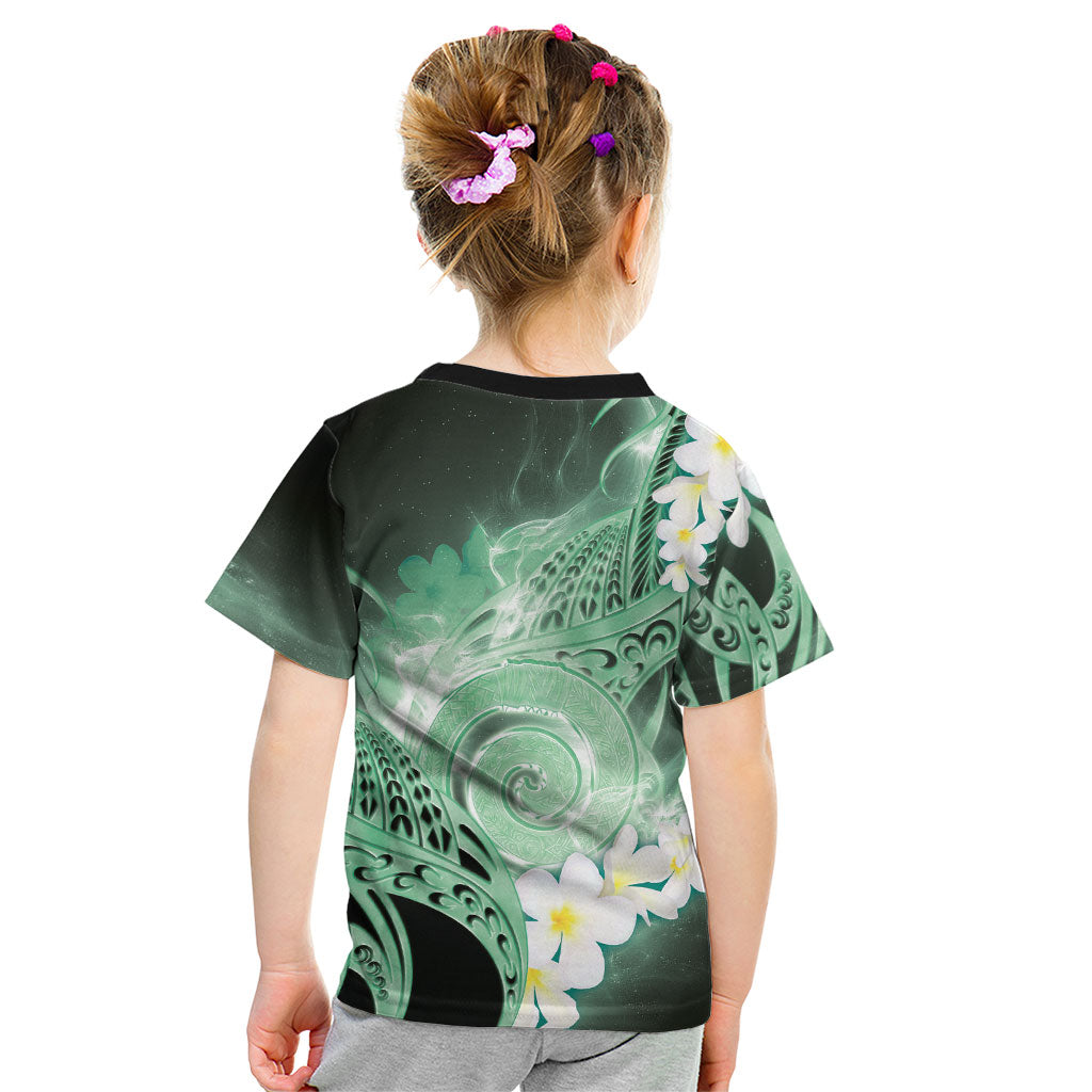 Piko Hawaiian Kid T Shirt Green Galaxy Spiral Plumeria Tribal Patterns DT05 - Polynesian Pride