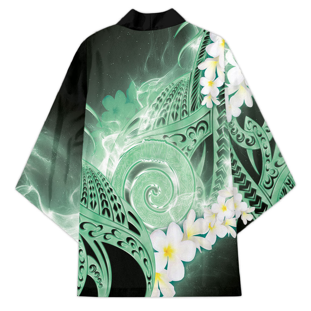 Piko Hawaiian Kimono Green Galaxy Spiral Plumeria Tribal Patterns DT05 - Polynesian Pride