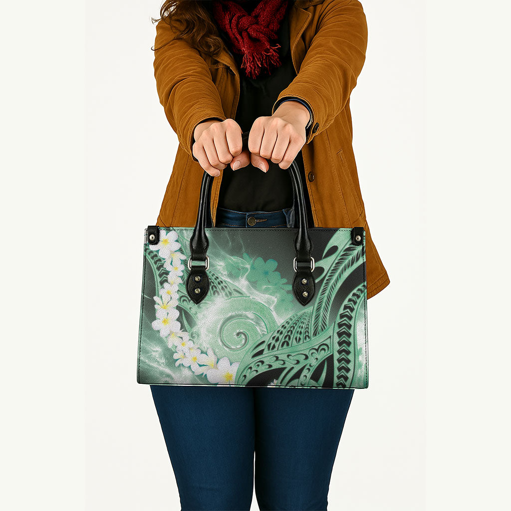 Piko Hawaiian Leather Bag Green Galaxy Spiral Plumeria Tribal Patterns DT05 - Polynesian Pride