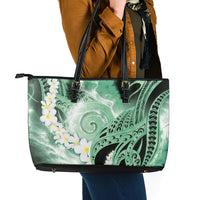 Piko Hawaiian Leather Tote Bag Green Galaxy Spiral Plumeria Tribal Patterns DT05 - Polynesian Pride