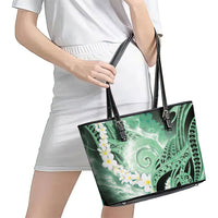 Piko Hawaiian Leather Tote Bag Green Galaxy Spiral Plumeria Tribal Patterns DT05 - Polynesian Pride