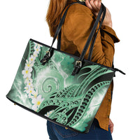 Piko Hawaiian Leather Tote Bag Green Galaxy Spiral Plumeria Tribal Patterns DT05 - Polynesian Pride